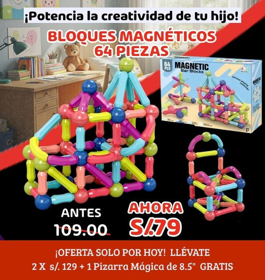 Bloques Magnéticos 64 Piezas